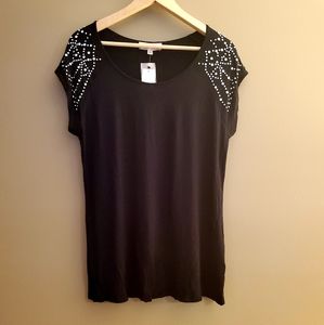 🆕️ Philosophy Black Top with Shoulder Detail | L